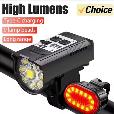 Fahrrad Scheinwerfer 9 LED Fahrrad Frontlicht Typ-C Wiederaufladbar Fahrradlampe