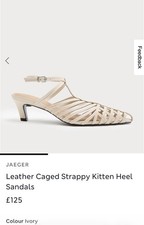 Jaeger Leather Ladies Caged Kitten Heel Sandals In Ivory Size 5 New Tags