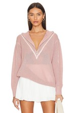 VARLEY Calva Open Knit Half Zip Sweater in Pale Mauve S 138