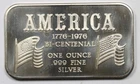 1976 America Bi-centennial Flag Madison Mint .999 Fine Silver Art Bar 1 Troy oz