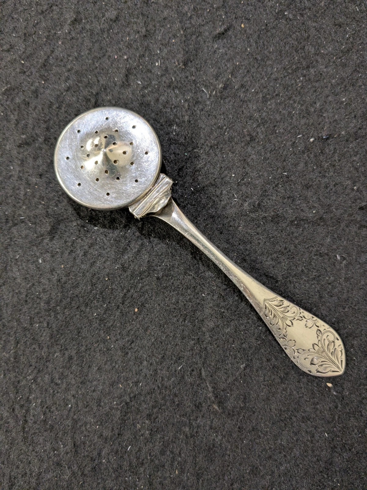 Vtg. Felmore Sterling Silver Tea Infuser Strainer Spoon W/ Engraving 5.25"