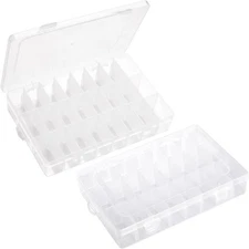 2 pack 24 Grids Large Clear Plastic Organizer Box with Dividers Craft