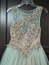 Terani Couture Aqua W Silver And Gold Stones Prom/ Party Dress Aqua Sz 6 Tulle
