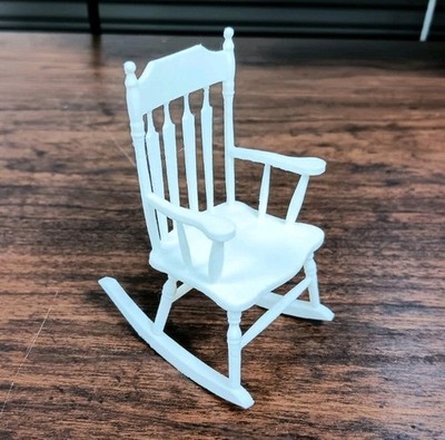 Dollhouse Rocking Chair White Miniature Furniture 3D Printed 1:12, 1:6