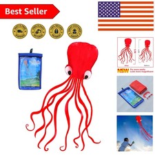 Beautiful Red Octopus Kite - Portable  Easy to Fly for Park  Beach Play