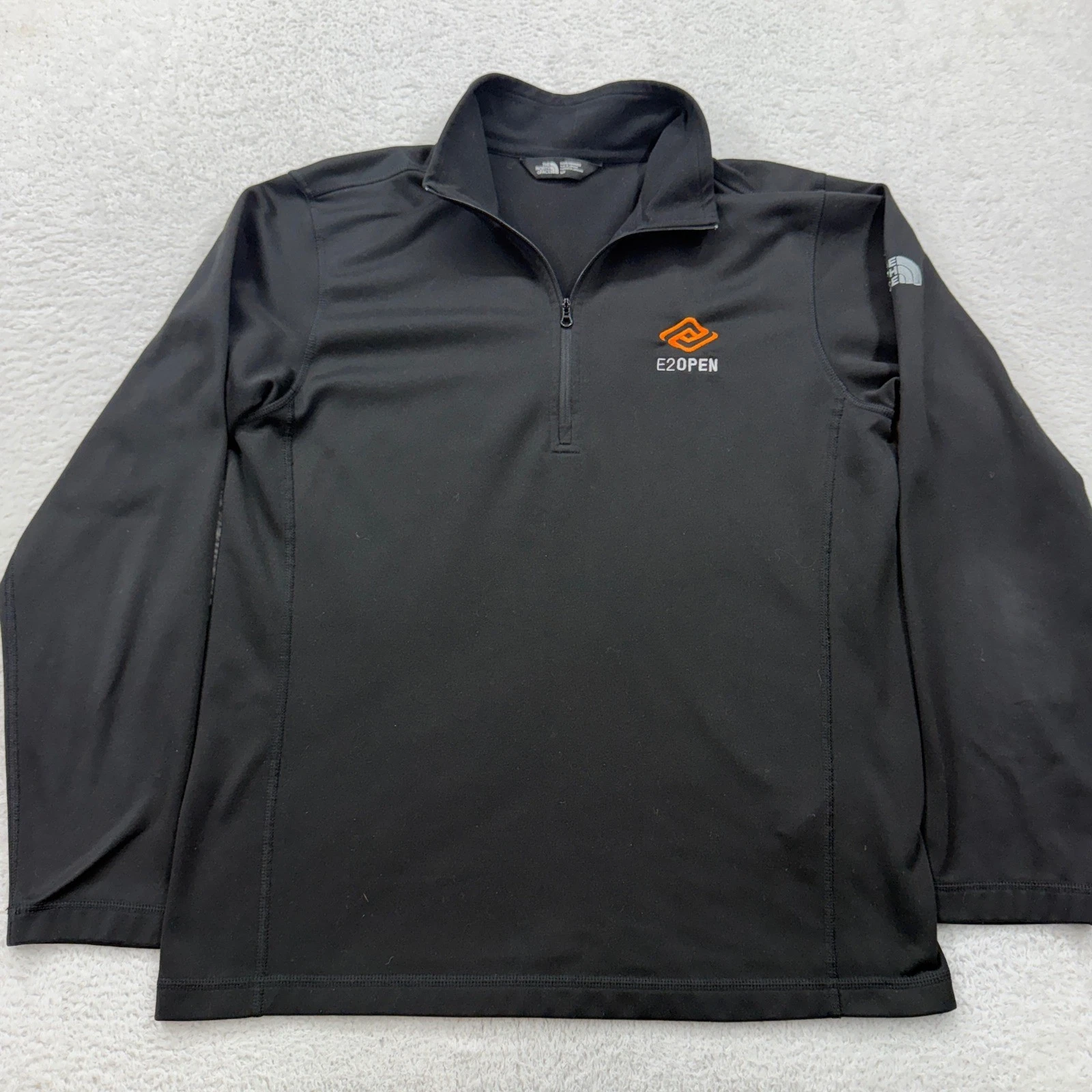 The North Face Mens Black Quarter Zip Pullover E2OPEN Logo Size Medium