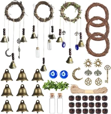 44 Pcs Witch Bells DIY Kit for Door Knob, with Wreaths Protection Witch for Bell