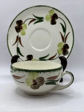 Blue Ridge Southern Potteries Tea Cup & Saucer Flower Fantasy Vintage