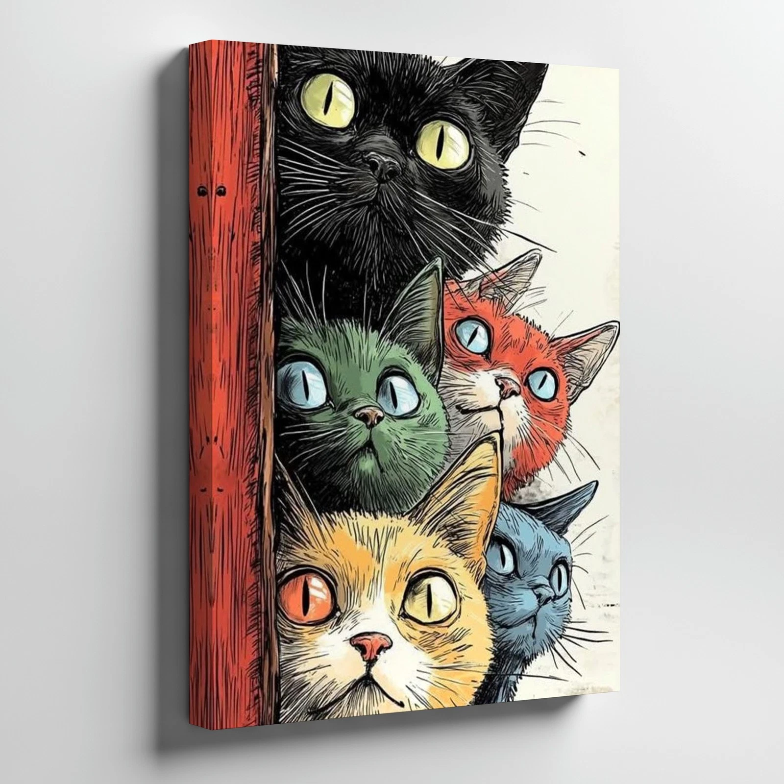 Colorful Cat Canvas Wall Art Cute Cat Portrait Print For Vibrant Home Decor
Opens in a new window or