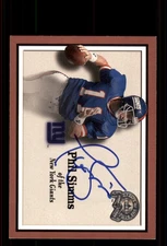 Signed Football Card Auto Phil Simms 2000 Fleer Greats of the Game #92