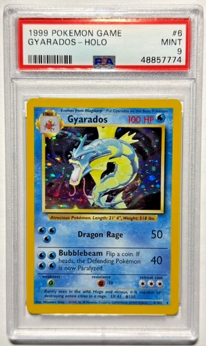 1999 Pokemon Card Game Base Set Gyarados Unlimited Holo Rare 6/102 PSA 9 MINT
