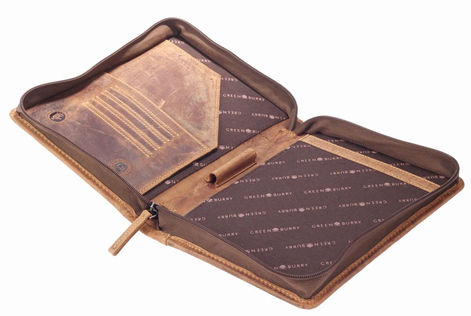 Schreibmappe Greenburry Vintage A5 Leder Braun DIN l 18 5x4x23 5 cm Geschenk - Bild 3 von 4