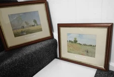 Pair of Claude Monet Dark Wood Framed Prints Summer & The Poppy Field 16" x 13"