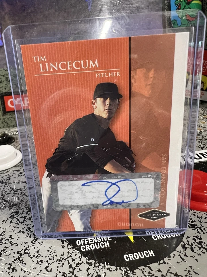 2006 Justifiable Tim Lincecum #JF-22 RC Auto Rookie Autograph SF Giants Freak! - Image 4 of 4