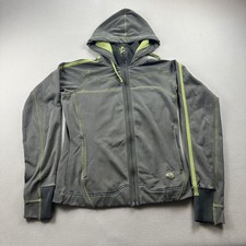 Mountain Hardwear Hoodie Sweatshirt Womens Small Olive Gray Fleece Hiking Zip