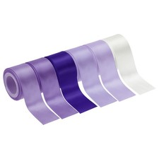 1-1/2 Inch x 30 Yards Solid Satin Ribbon, 6Pcs Fabric Ribbon, Purple Tone