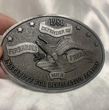 1986 NRA Defender Of Firearms Freedom Metal Belt Buckle 3.5" Legislative Action