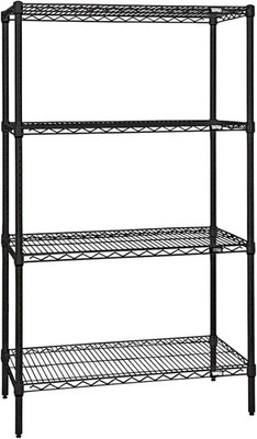 Quantum Storage Systems - Wr74-2448bk - Wire 4 Shelf Starter Kit Black 74in