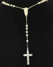 36" Rosary Necklace 14k Gold Plated Men Women Religious Chain Hip Hop Jewelry