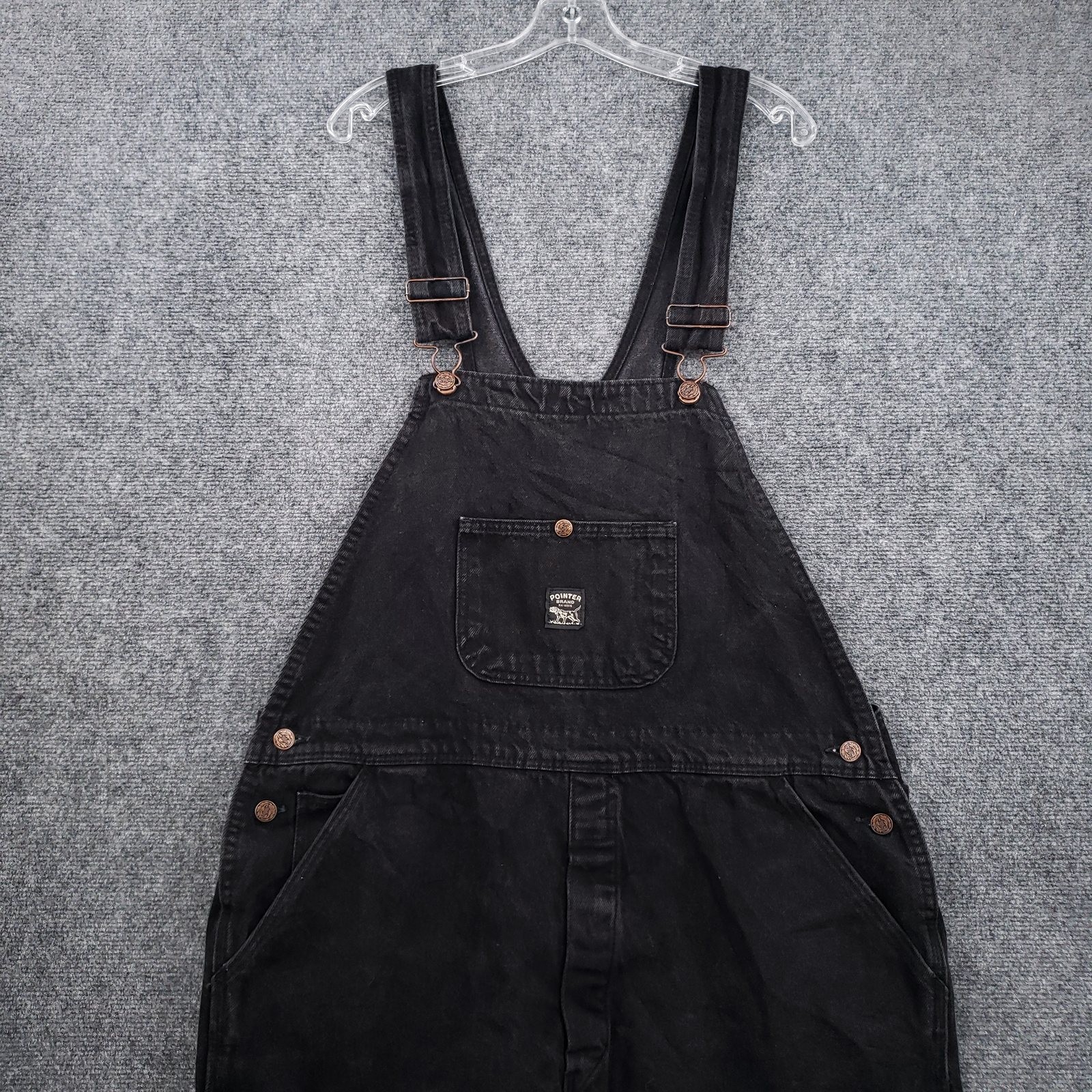 Pointer Brand Mens Black Denim Bib Overalls W40 L32 4… - Gem