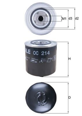 MAHLE OC 214 Oil Filter for AUDI,VOLVO,VW