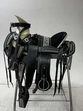 Charro Saddle – Black & White Greca Edition (15.5”)