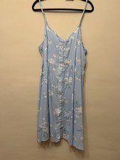 Yours Clothing Pale Blue Daisy Print Button-Down V Neckline Cami Dress Size 24