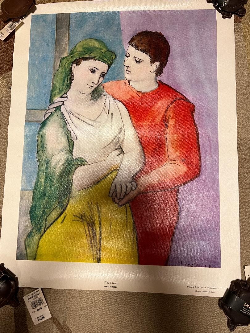 PABLO PICASSO THE LOVERS LINEN PRINT NATIONAL ART GALLERY 21