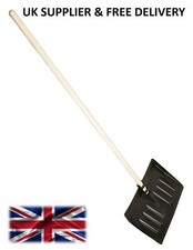 PLASTIC SNOW SHOVEL SCOOP HEAD HEAVY DUTY LARGE WOODEN HANDLE NEW