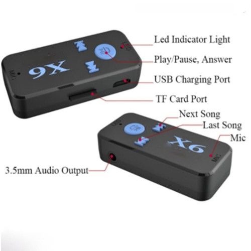 Car AUX X6 Bluetooth Receiver V4.1 TF Card Player Phone In/ 3.5mm Audio Stereo - Picture 10 of 10