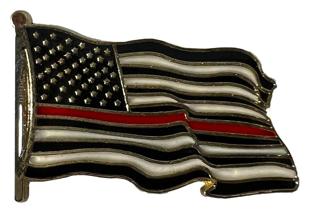 Wholesale Lot of 50 USA Fire Memorial Thin Red Line Wavy Hat Cap Lapel Pin