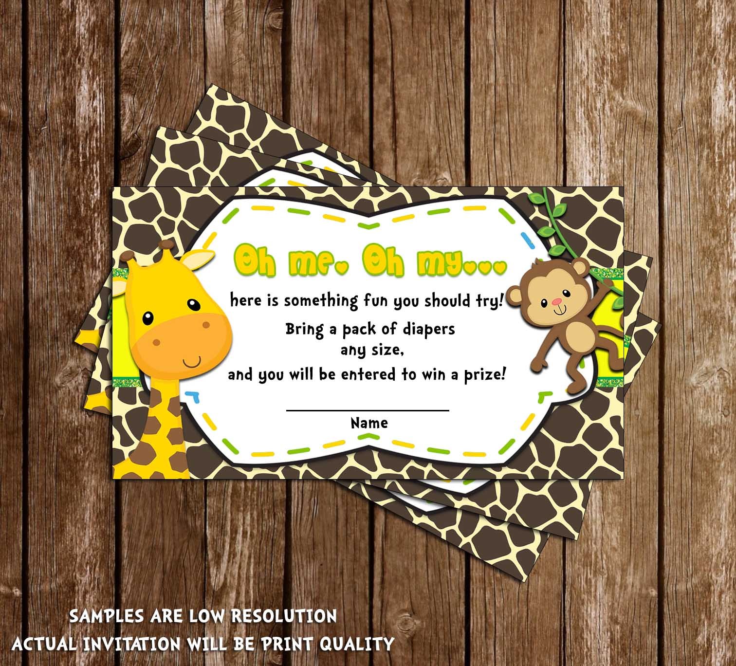 Baby Jungle Animals - Safari - Baby Shower Diaper Raffle Tickets - 20 Pack  | eBay
