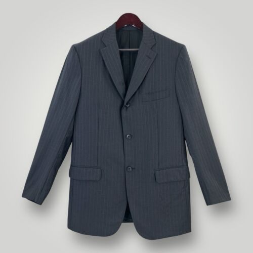 Isaia Napoli Black Pinstripe Suit Jacket Blazer Men Euro 52 US Size 42 100% Wool