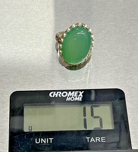 Anello in argento sterling 925 pietra yemenita verde Aqeeq fatto a mano agata... - Foto 3 di 9