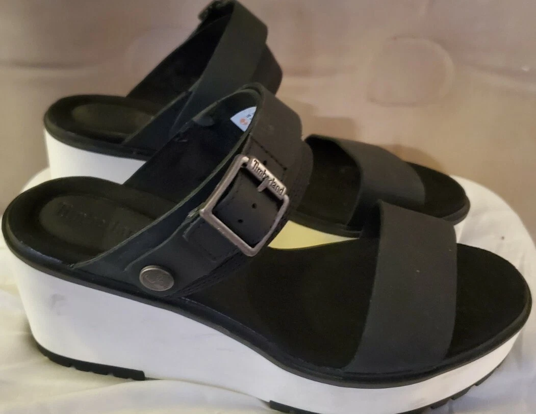 Timberland Women's Koralyn Black & White Sandals A26SF Size 9.5