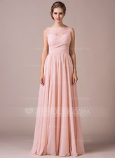 Chiffon Lace A-Line Pearl Pink Bridesmaid/Prom Dress