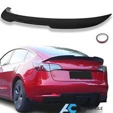 Rear Spoiler Wing Trunk Lip For 2017-2023 Tesla Model 3 PSM Style, Gloss Black