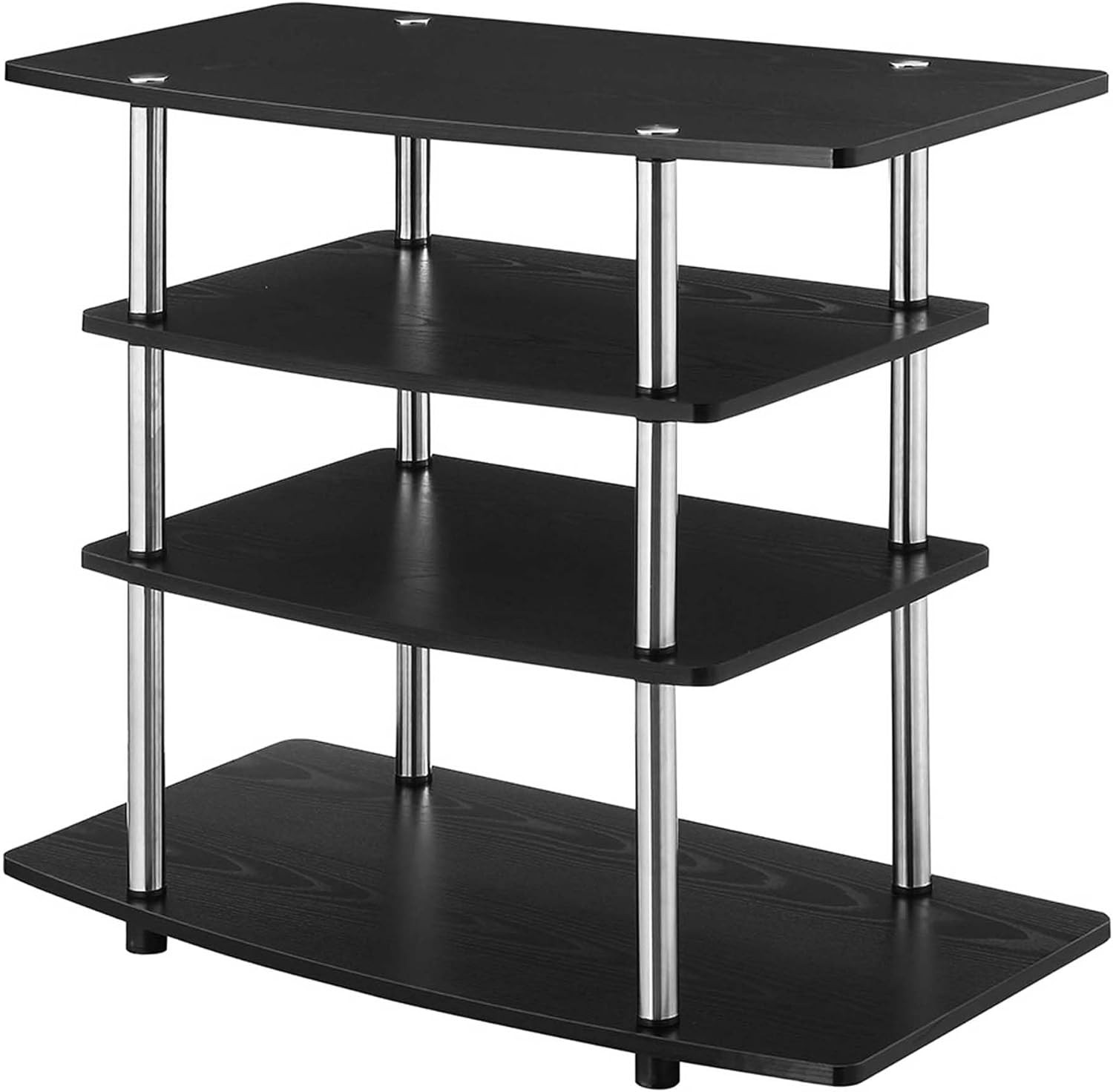 Stylish No Tools 4-Tier Highboy Entertainment Center, Black,