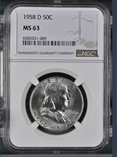 1958 D Franklin Half Dollar NGC MS63 B3