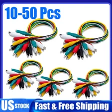 10-50Pcs Double-ended Wire Crocodile Alligator Clips Test Leads Jumper Cables 