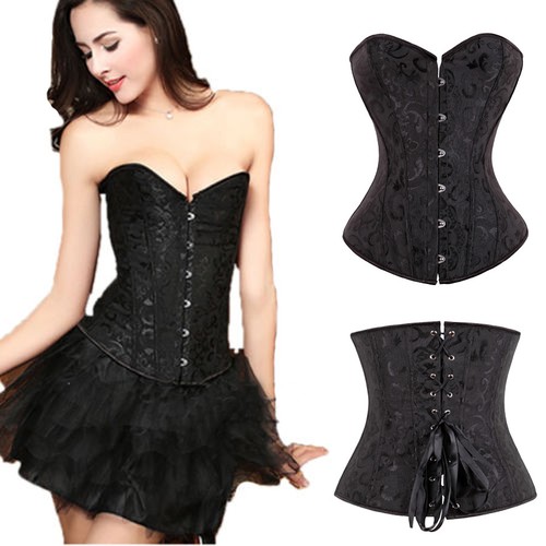 Sexy Gothic Bustier Corset Lace Up Women Boned Top Steampunk Basque Lingerie UK - Bild 17 von 27