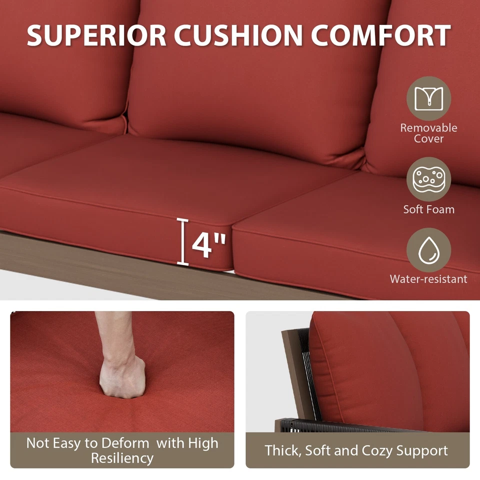 Juego de 8 piezas de muebles de patio de exterior de madera natural EAGLE PEAK Foto 4 de 4