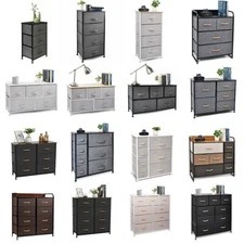 Chest of Fabric Drawer Dresser 3/4/5/6/7/8/9 Bins Organizer Storage Furniture
