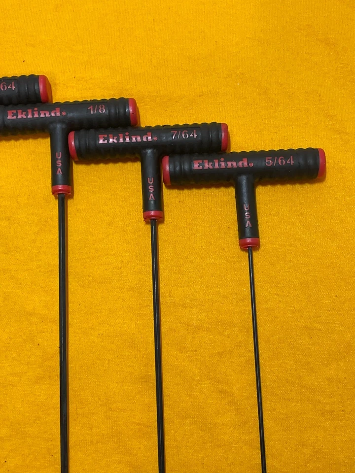 T Handle Hex Key Set 7 SAE Sizes. 1/4, 7/32, 3/16, 9/64, 1/8, 7/64, 5/64 Eklind - Image 4 of 4
