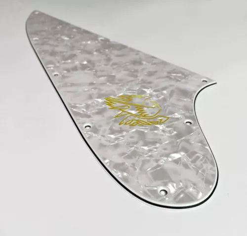 White Pearl Pickguard for Epiphone 1963 Firebird I + Gold Decal Made In USA