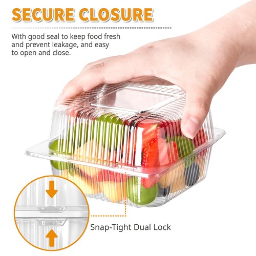 100 Pcs Clear Plastic Hinged Take Out Containers Disposable To Go Containers - Picture 6 of 7