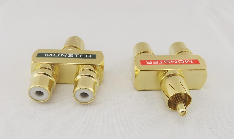 4pcs RCA Audio Y Splitter Plug 1 Male To 2 Female Gold Plated Adapter Connector - Image 2 of 4