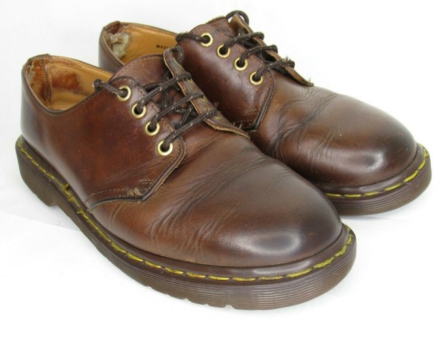 DR DOC MARTENS Shoes US 9 Mens UK 8 Brown Leather Shoes Low Boots ENGLAND Punk | eBay
