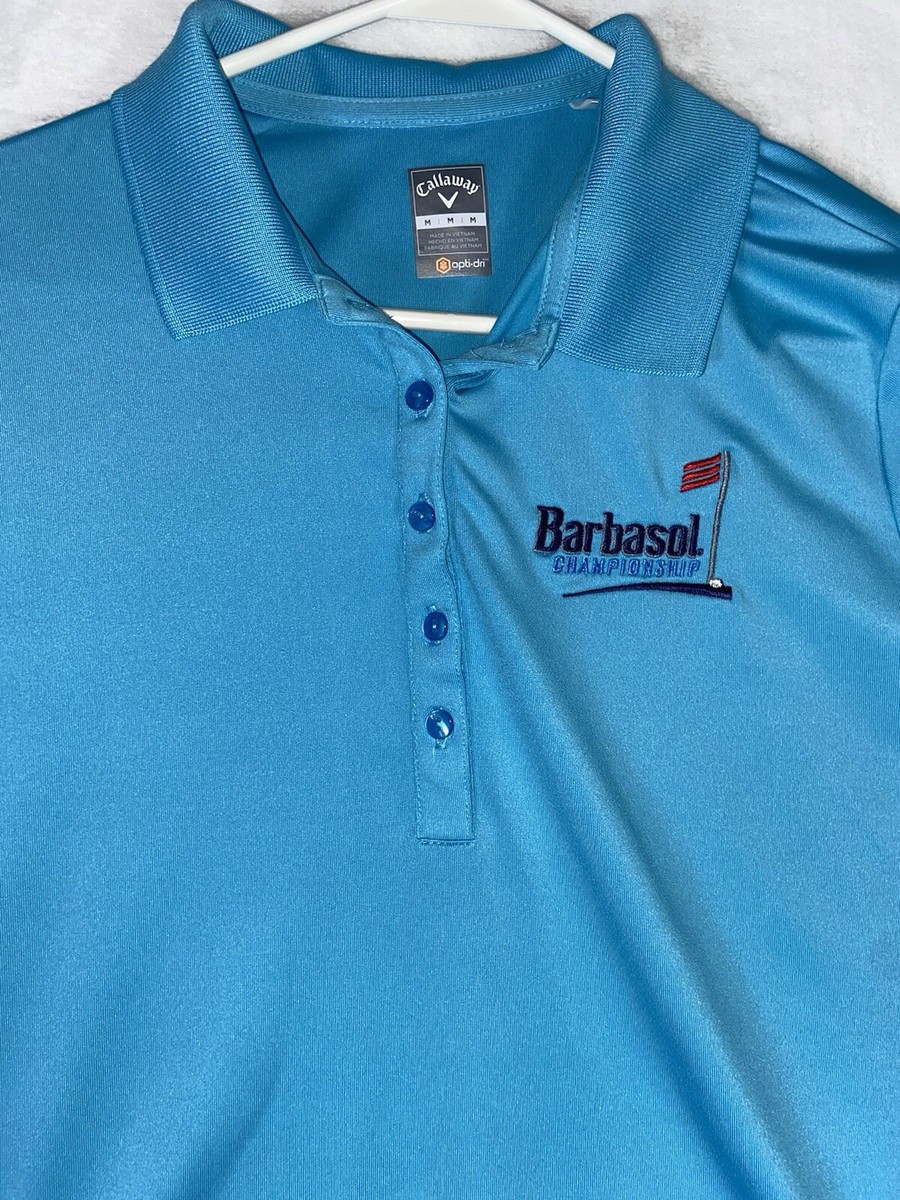 Callaway Polo Shirt Womens Medium Blue Golf Performance Barbasol