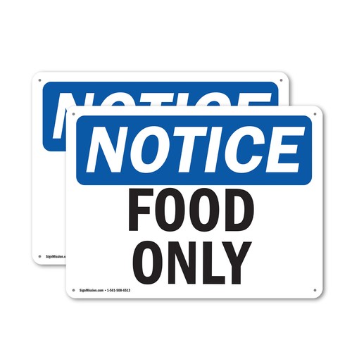 (2 Pack) Food Only OSHA Notice Sign Decal Metal Plastic - Bild 1 von 22